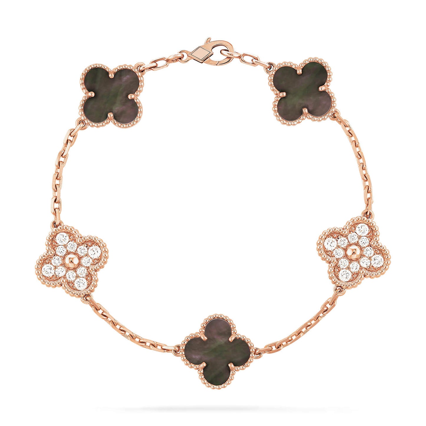 [Lucky Star]CLOVER 5 MOTIF GRAY MOP DIAMOND BRACELET