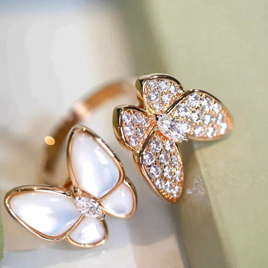 [Lucky Star]TWIN BUTTERFLY DIAMOND MOP RING