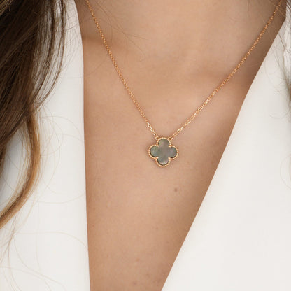 [Lucky Star]CLOVER 15MM  GRAY MOTHER OF PEARL NECKLACE