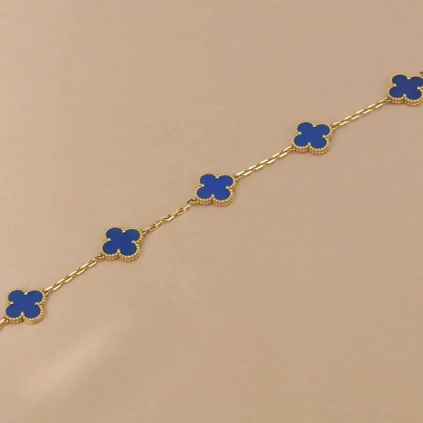 [Lucky Star]CLOVER 5 MOTIFS BLUE AGATE BRACELET