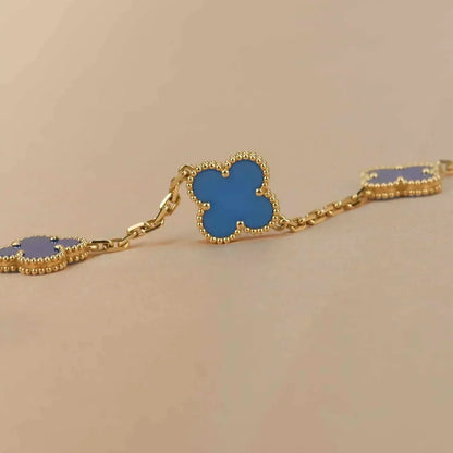 [Lucky Star]CLOVER 5 MOTIFS BLUE AGATE BRACELET