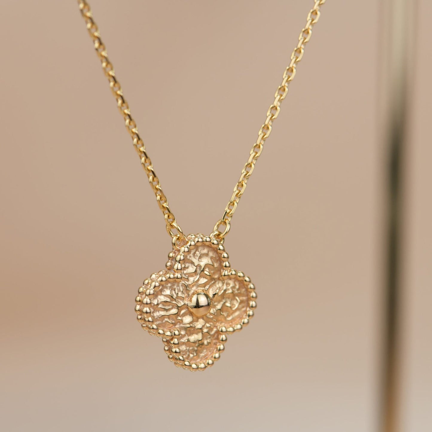 [Lucky Star]CLOVER 15MM  BRONZING NECKLACE