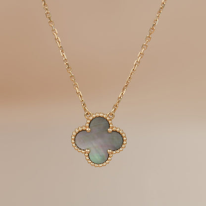[Lucky Star]CLOVER 15MM  GRAY MOTHER OF PEARL NECKLACE