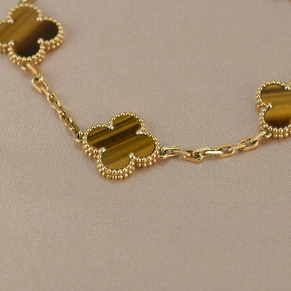 [Lucky Star]CLOVER  5 MOTIFS TIGER EYE BRACELET
