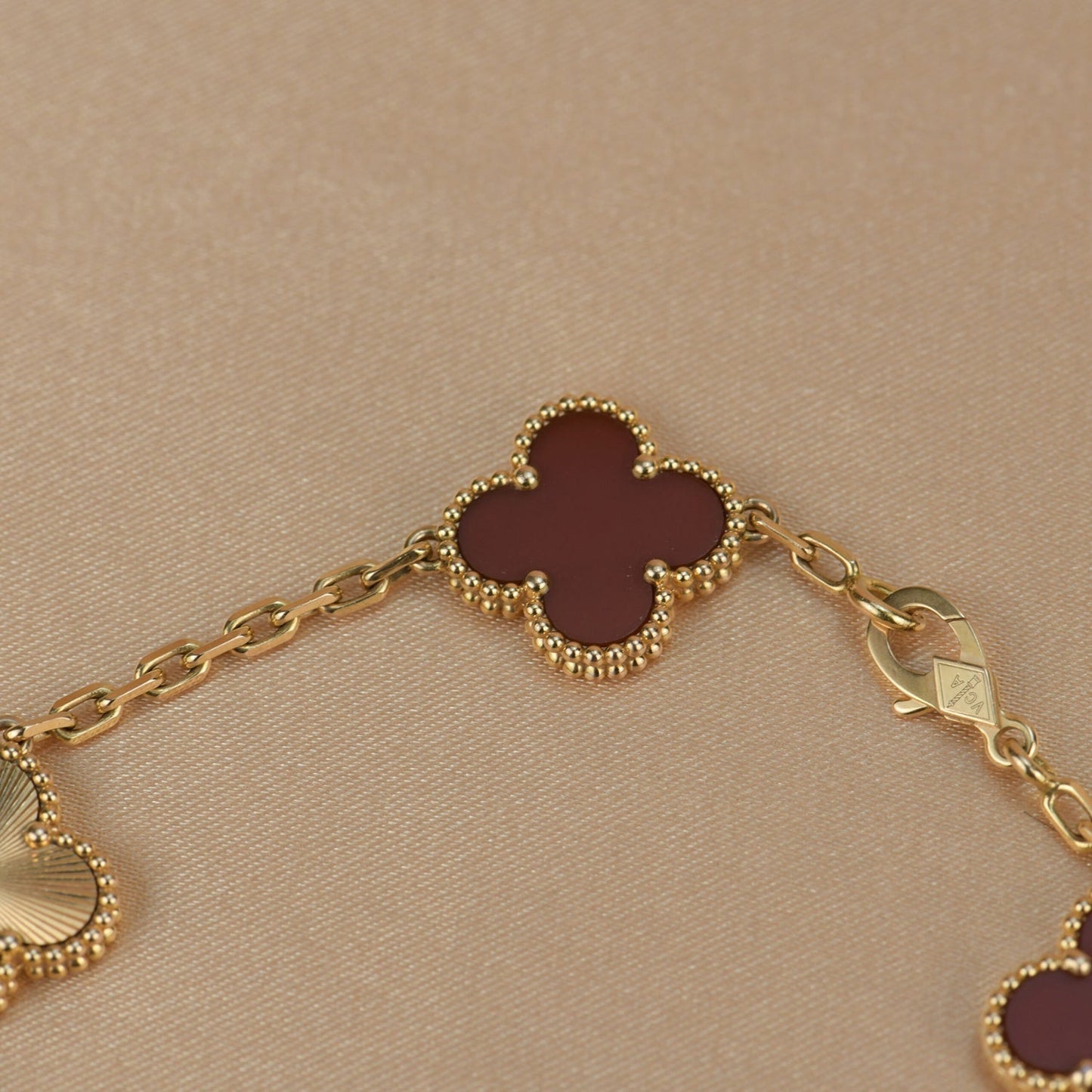 [Lucky Star]CLOVER  5 MOTIFS CARNELIAN GOLD BRACELET