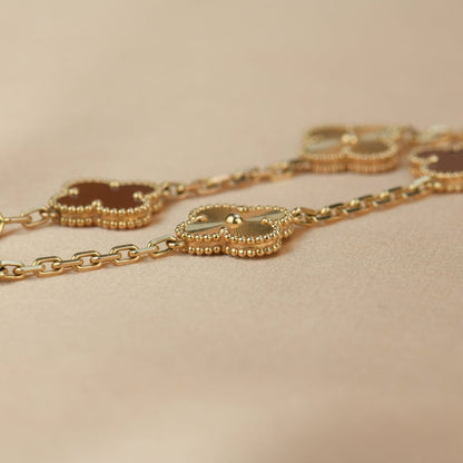 [Lucky Star]CLOVER  5 MOTIFS CARNELIAN GOLD BRACELET
