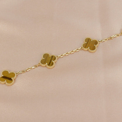 [Lucky Star]CLOVER  5 MOTIFS TIGER EYE BRACELET
