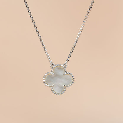 [Lucky Star]CLOVER  15MM WHITE MOTHER-OF-PEARL SILVER
