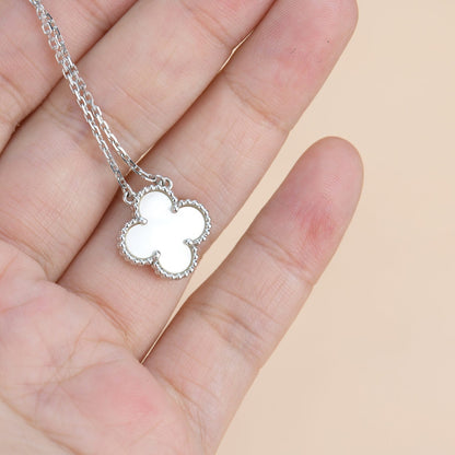 [Lucky Star]CLOVER  15MM WHITE MOTHER-OF-PEARL SILVER