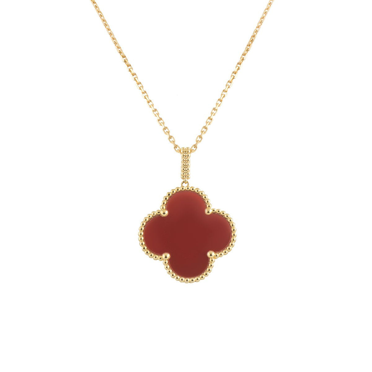 [Lucky Star]CLOVER 25MM NECKLACE GOLD CARNELIAN