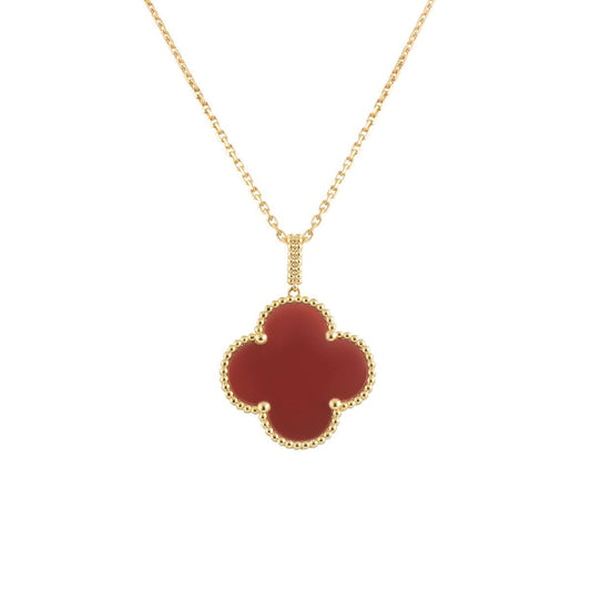 [Lucky Star]CLOVER 25MM NECKLACE GOLD CARNELIAN