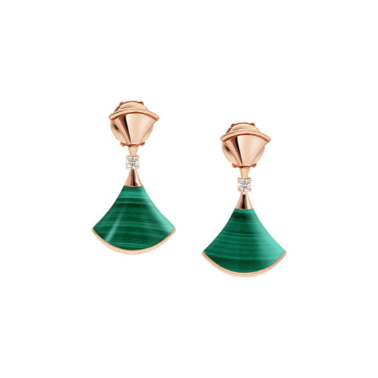[Lucky Star]DREAM MALACHITE PINK GOLD EARRINGS