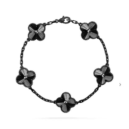 [Lucky Star]CLOVER 5 MOTIF BLACK BRACELET