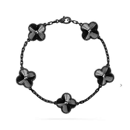 [Lucky Star]CLOVER 5 MOTIF BLACK BRACELET