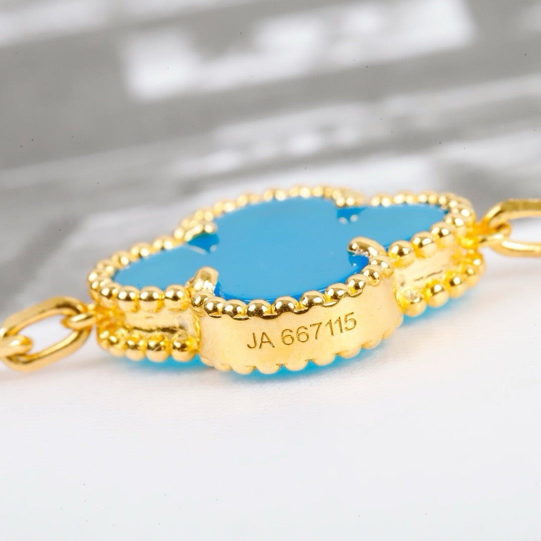 [Lucky Star]CLOVER 5 MOTIFS TURQUOISE BRACELET