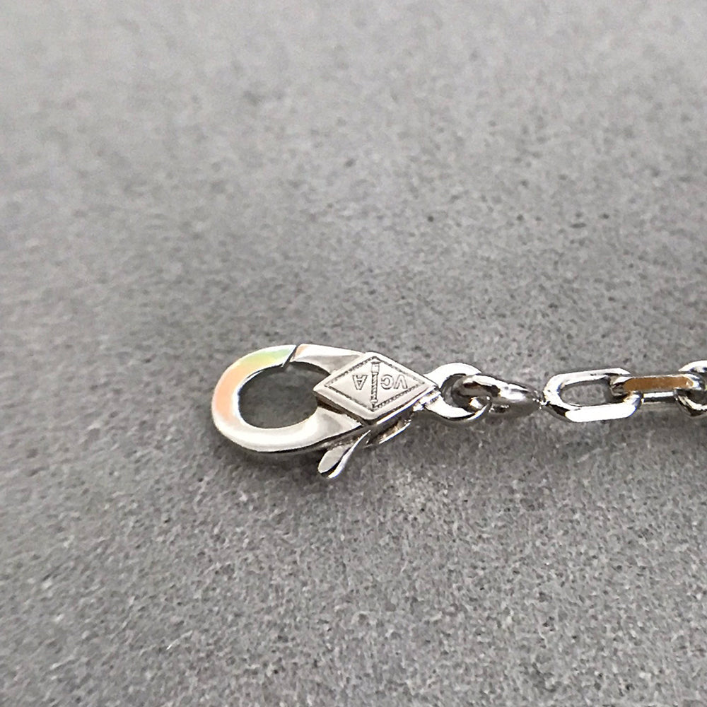 [Lucky Star]CLOVER 5 MOTIF ONYXS DIAMOND BRACELET SILVER