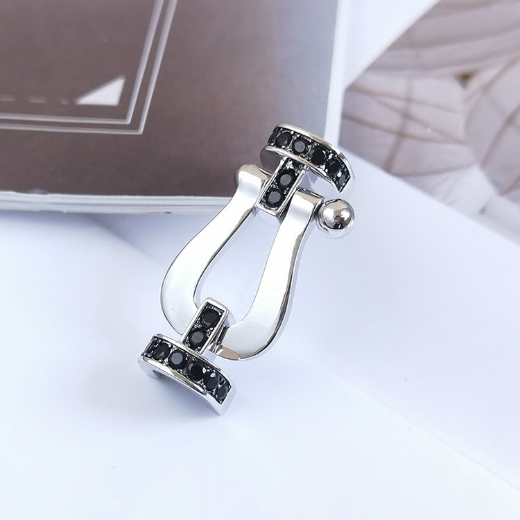 [Lucky Star]FORCE LARGE HORSESHOE BLACK DIAMOND BRACELET SILVER