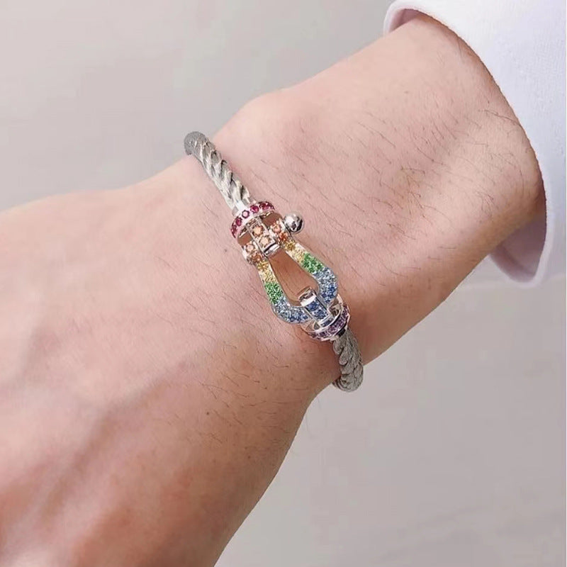 [Lucky Star]FORCE LARGE HORSESHOE  COLORED DIAMOND BRACELET ROSE GOLD