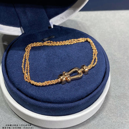 [Lucky Star]FORCE SMALL HORSESHOE  DIAMOND CHAIN ROPE BRACELET