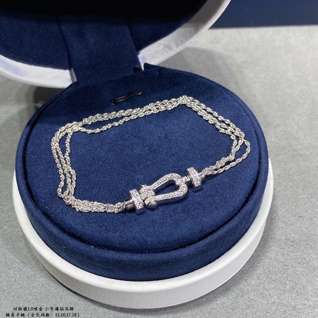 [Lucky Star]FORCE SMALL HORSESHOE  DIAMOND CHAIN ROPE BRACELET