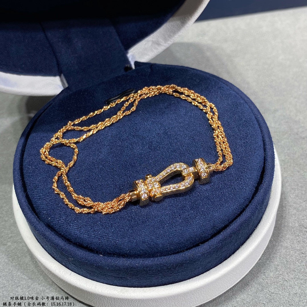 [Lucky Star]FORCE SMALL HORSESHOE  DIAMOND CHAIN ROPE BRACELET