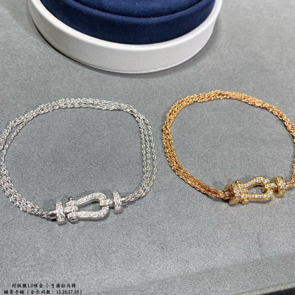 [Lucky Star]FORCE SMALL HORSESHOE  DIAMOND CHAIN ROPE BRACELET