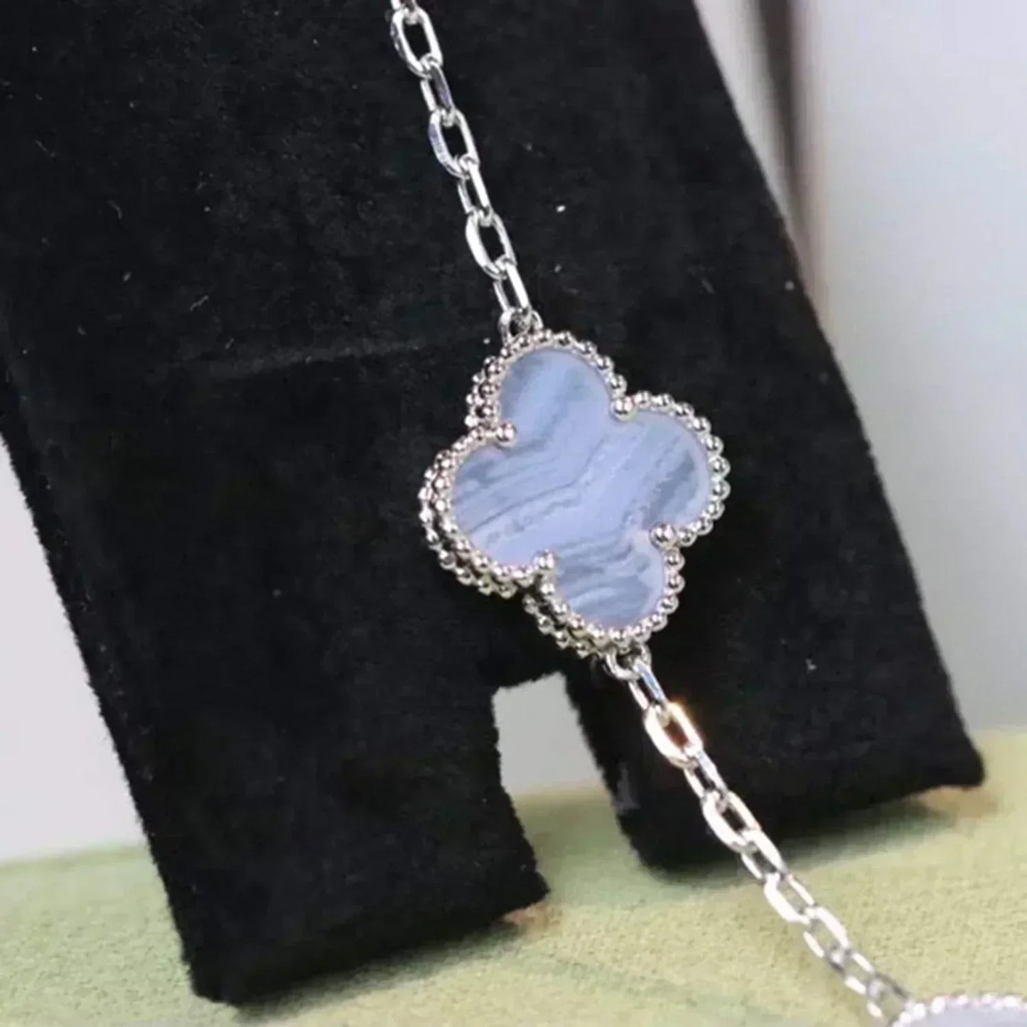 [Lucky Star]CLOVER  5 MOTIF PURPLE CHALCEDONY BRACELET SILVER