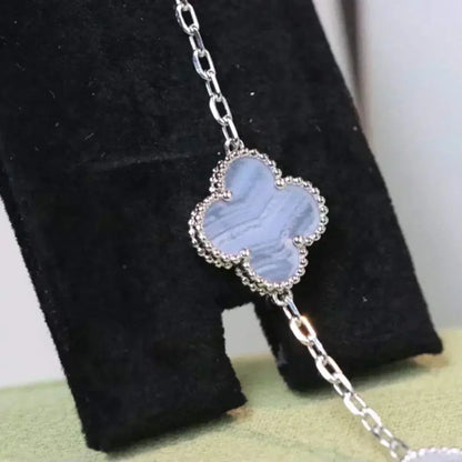 [Lucky Star]CLOVER  5 MOTIF PURPLE CHALCEDONY BRACELET SILVER