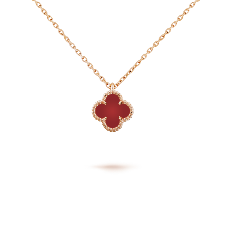 [Lucky Star]CLOVER MINI 9.5MM WHITE CARNELIANS NECKLACE