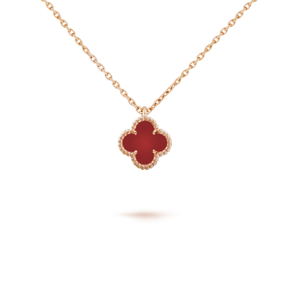 [Lucky Star]CLOVER MINI 9.5MM WHITE CARNELIANS NECKLACE