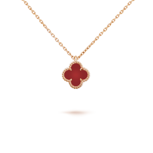 [Lucky Star]CLOVER MINI 9.5MM WHITE CARNELIANS NECKLACE