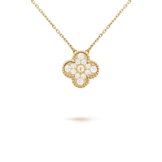 [Lucky Star]CLOVER 15MM DIAMOND SINGLE FLOWER NECKLACE