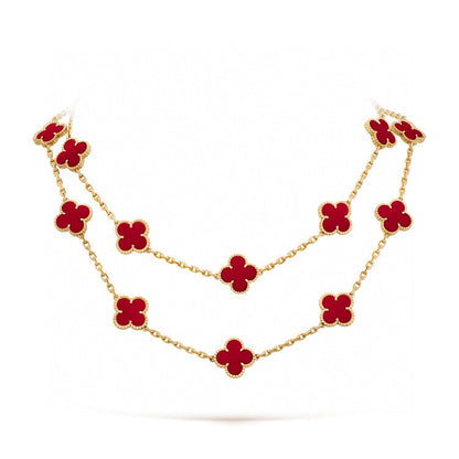 [Lucky Star]CLOVER 20 MOTIFS CARNELIAN NECKLACE