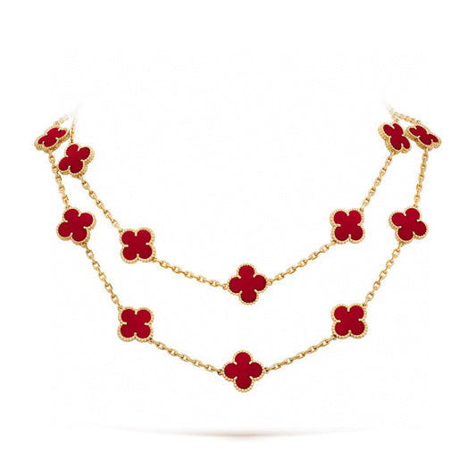 [Lucky Star]CLOVER 20 MOTIFS CARNELIAN NECKLACE