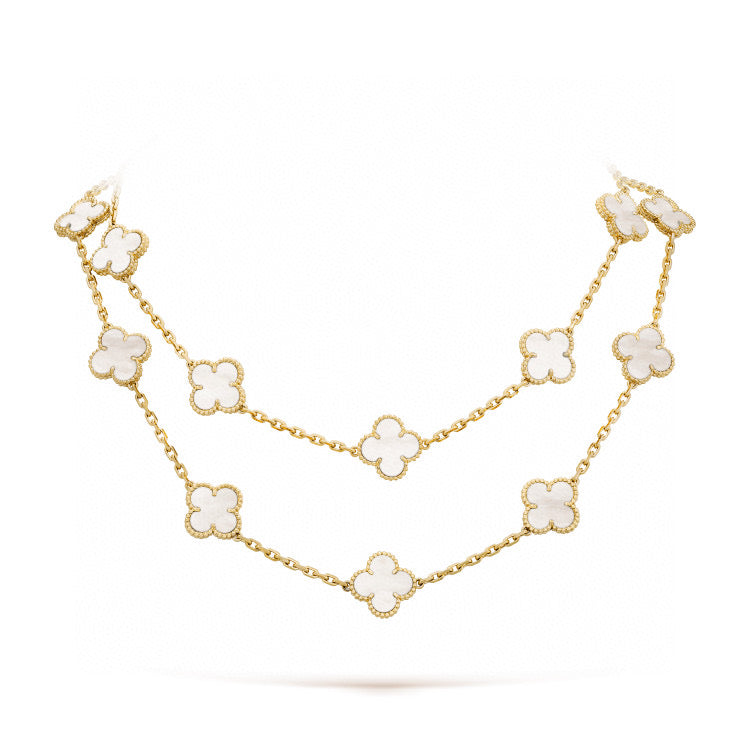 [Lucky Star]CLOVER 20 MOTIFS WHITE MOP NECKLACE