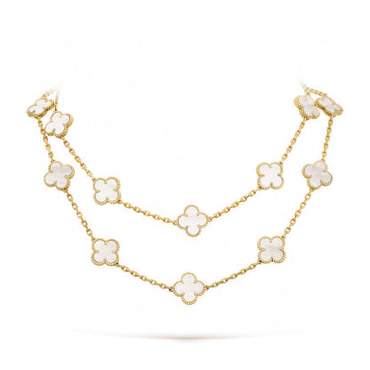 [Lucky Star]CLOVER 20 MOTIFS WHITE MOP NECKLACE