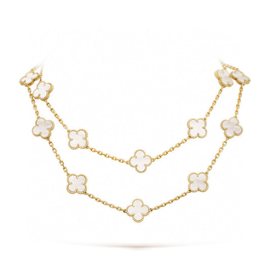 [Lucky Star]CLOVER 20 MOTIFS WHITE MOP NECKLACE