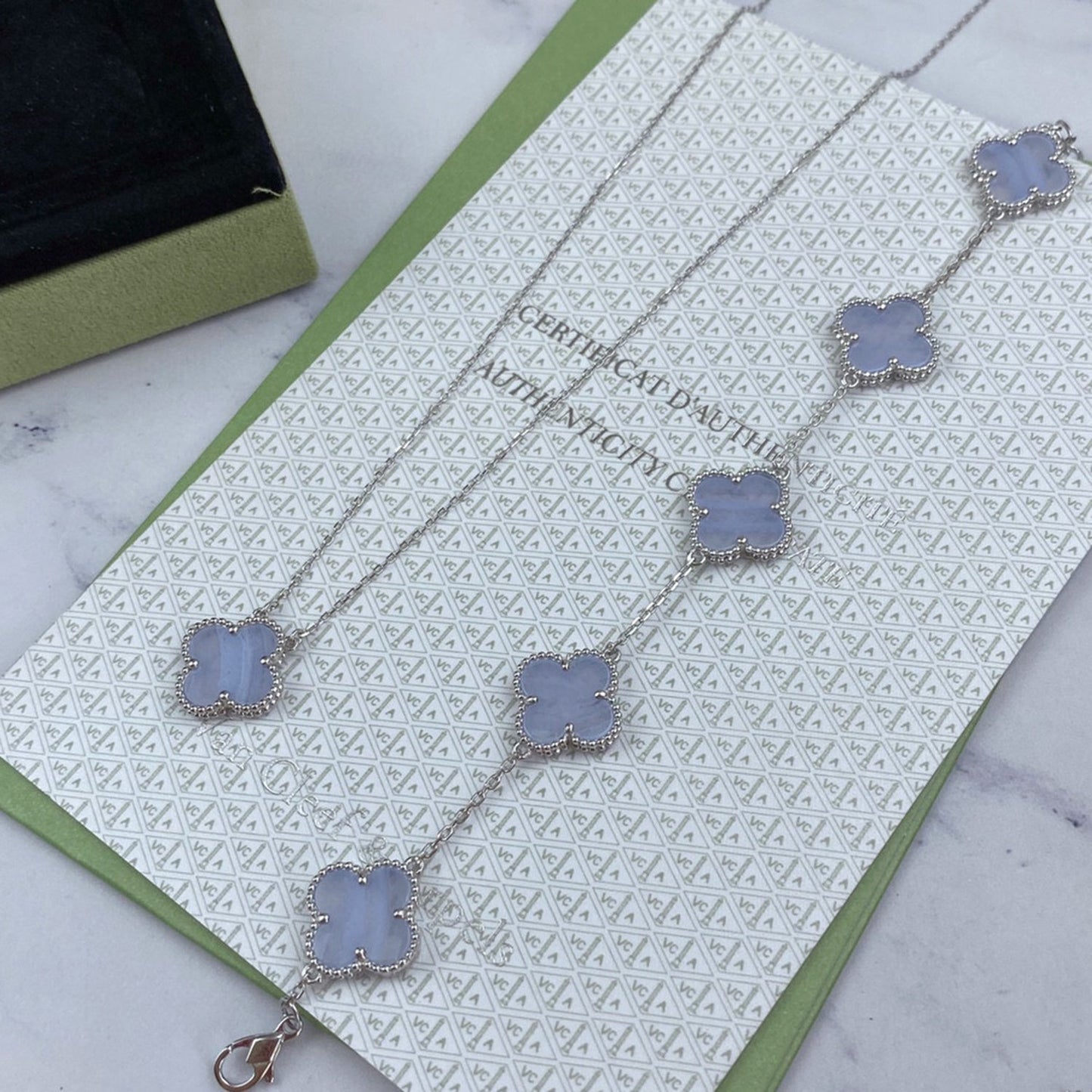[Lucky Star]CLOVER  5 MOTIF PURPLE CHALCEDONY BRACELET SILVER