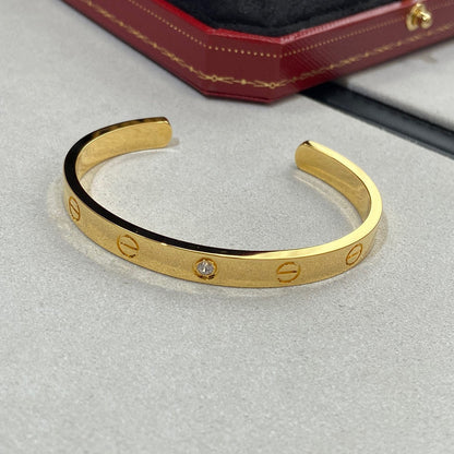 [Lucky Star]LOVE BRACELET 6.1MM 1 DIAMOND OPEN CUFF