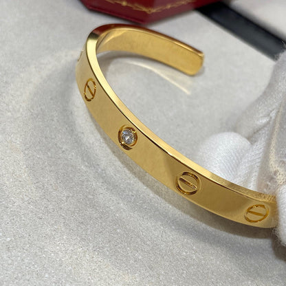 [Lucky Star]LOVE BRACELET 6.1MM 1 DIAMOND OPEN CUFF