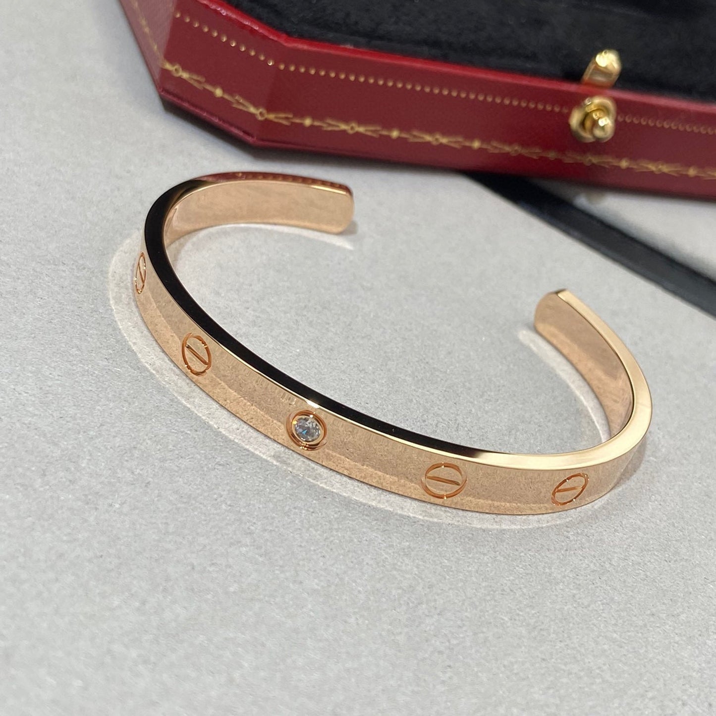 [Lucky Star]LOVE BRACELET 6.1MM 1 DIAMOND OPEN CUFF
