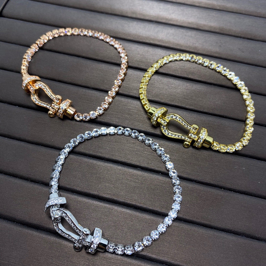 [Lucky Star]FORCE  LARGE HORSESHOE FULL DIAMOND TENNIS BRACELET