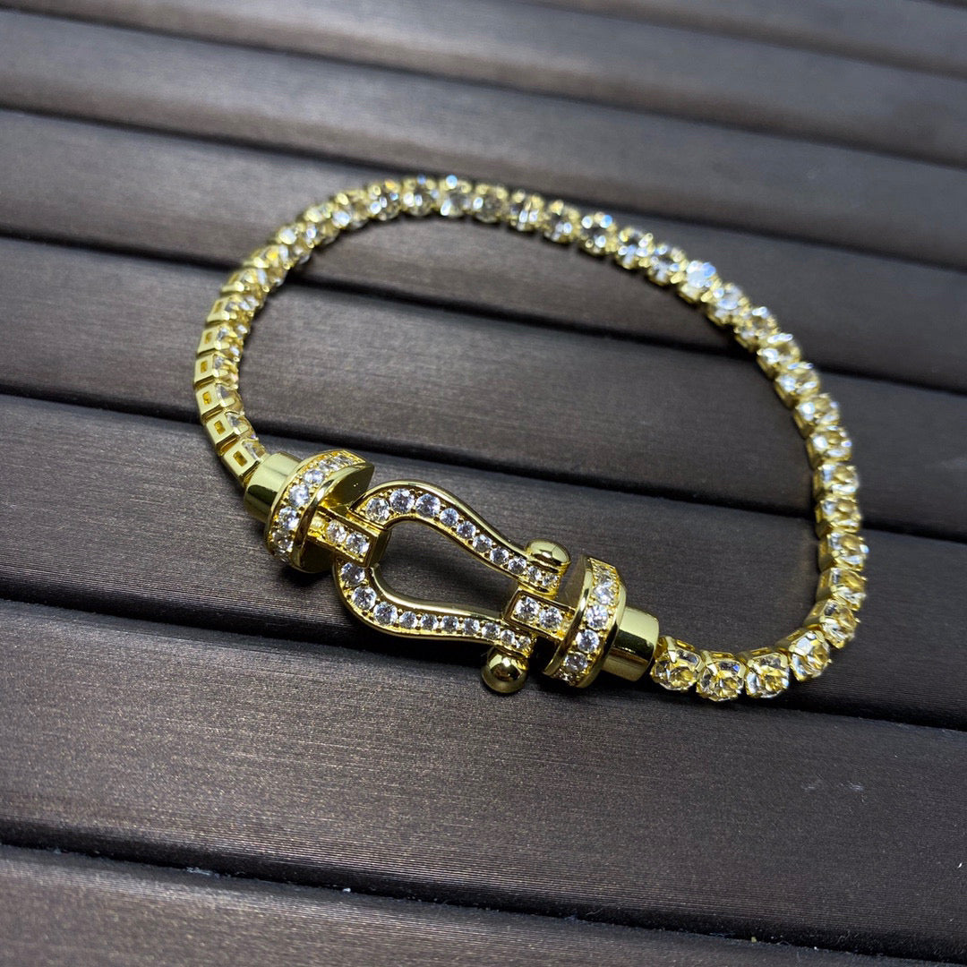 [Lucky Star]FORCE  LARGE HORSESHOE FULL DIAMOND TENNIS BRACELET