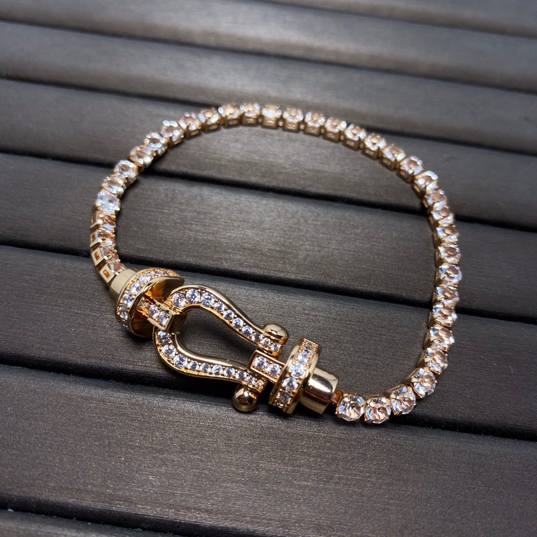 [Lucky Star]FORCE  LARGE HORSESHOE FULL DIAMOND TENNIS BRACELET