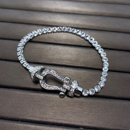 [Lucky Star]FORCE  LARGE HORSESHOE FULL DIAMOND TENNIS BRACELET
