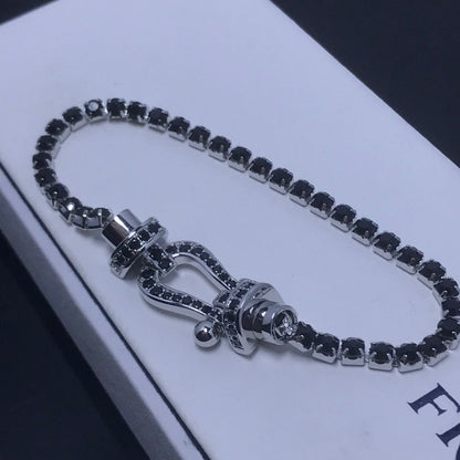 [Lucky Star]FORCE  LARGE HORSESHOE FULL DIAMOND TENNIS BRACELET