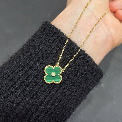 [Lucky Star]CLOVER 15MM DIAMOND TURQUOISE NECKLACE