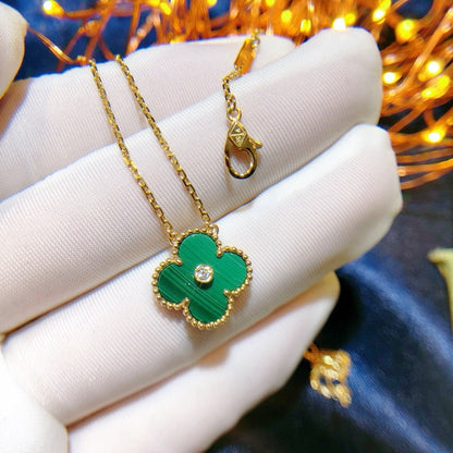 [Lucky Star]CLOVER 15MM DIAMOND TURQUOISE NECKLACE