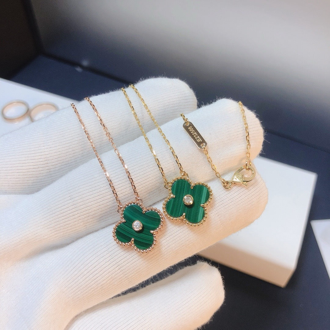 [Lucky Star]CLOVER 15MM DIAMOND TURQUOISE NECKLACE