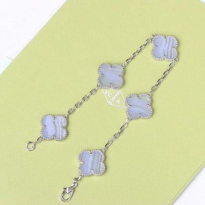 [Lucky Star]CLOVER  5 MOTIF PURPLE CHALCEDONY BRACELET SILVER